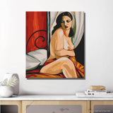 Akt Frau Bett klassisch rot DIY Kunst Deko modernes Wandbild