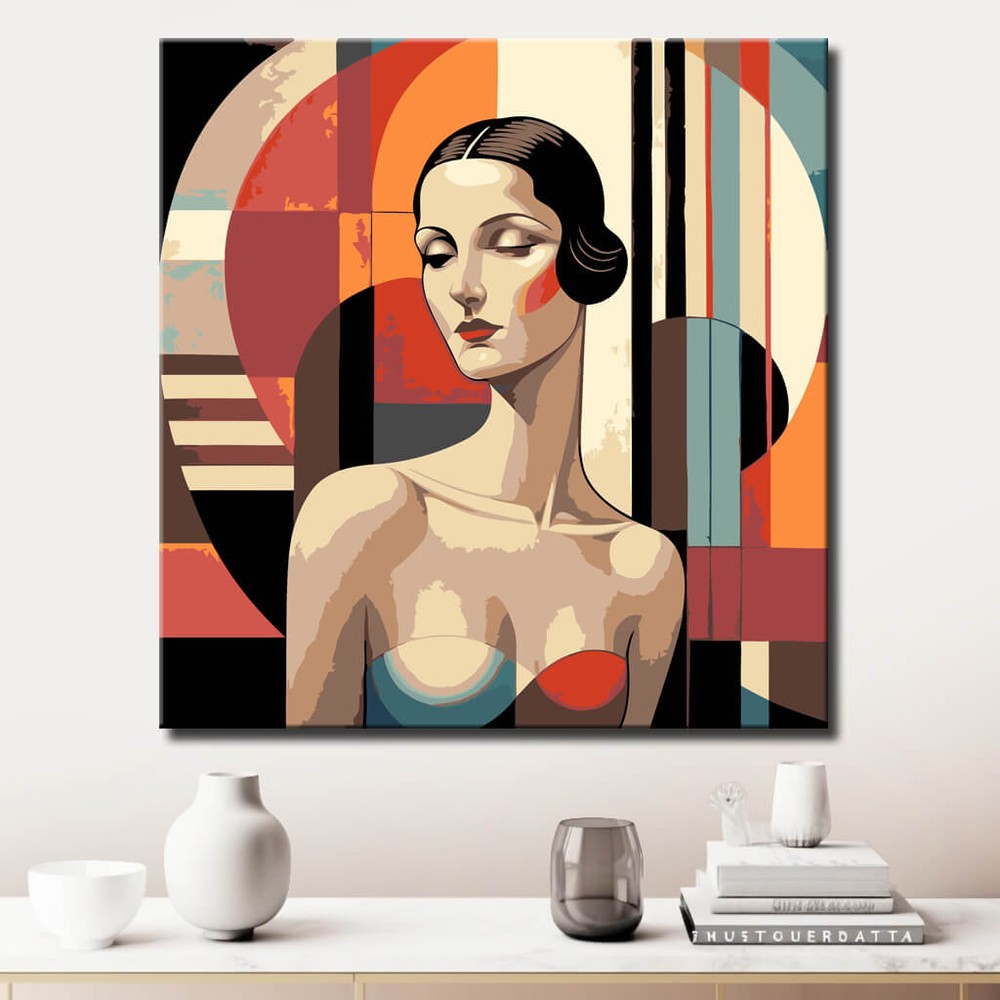 Malen nach Zahlen Akt Frau Art Deco Geometrisch Modern Elegant
