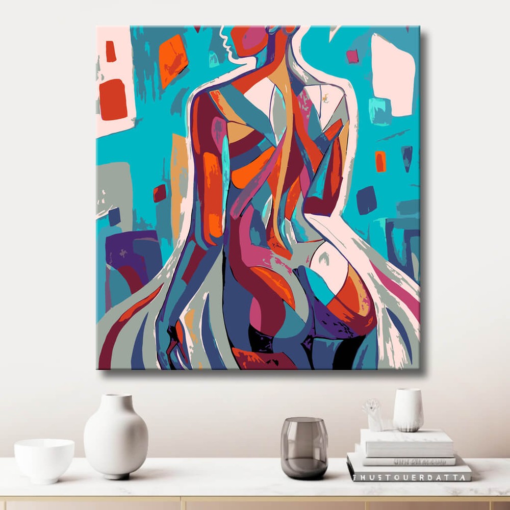 Malen nach Zahlen Akt Frau Abstrakt Modern Bunt Geometrisch