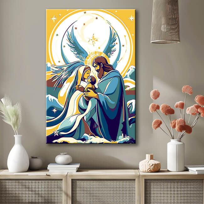 Malen nach Zahlen Weihnachten Maria und Josef mit Jesus Kind