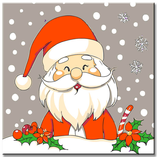 Malen nach Zahlen Weihnachten Motiv WeihnachtsMann Schnee