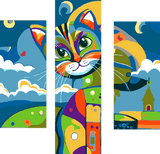 Malen nach Zahlen Kunst Illustration bunte große Katze 3-teilig