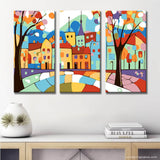 Malen nach Zahlen Folkart Illustration Stadt Land 3-teilig