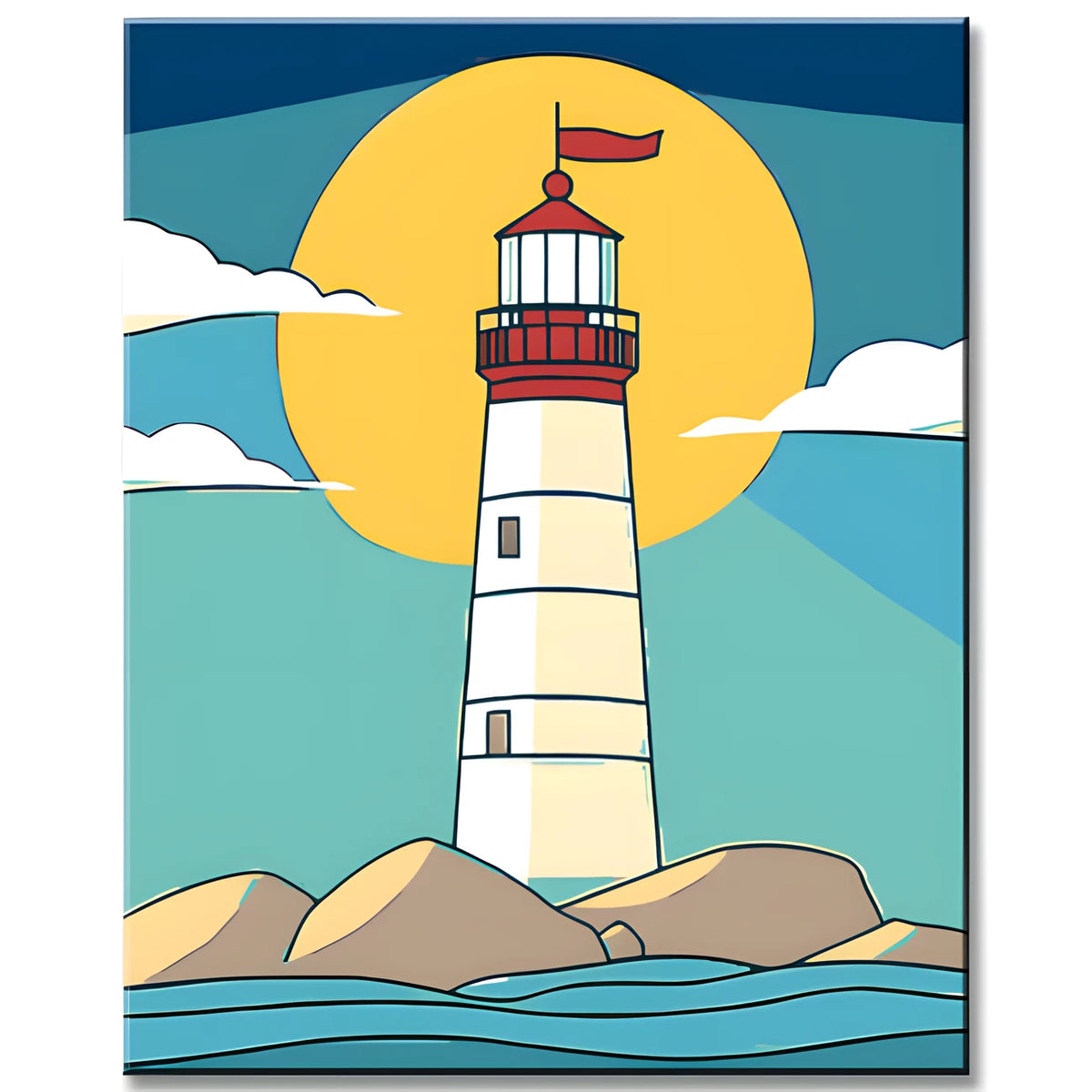 Malen nach Zahlen Leuchtturm bei Nacht