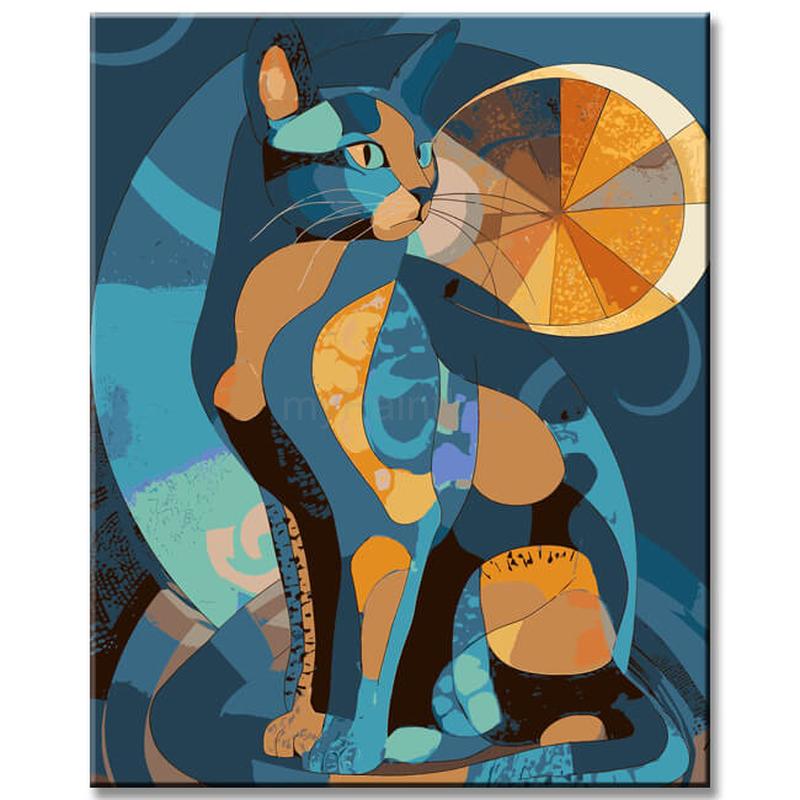 Malen nach Zahlen Geometrische Illustration Katze