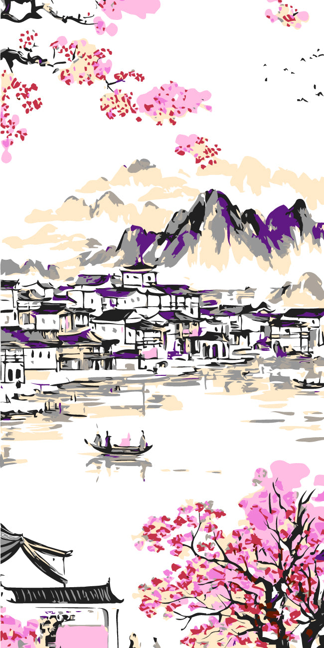 Malen nach Zahlen Asia Kunst See Landschaft