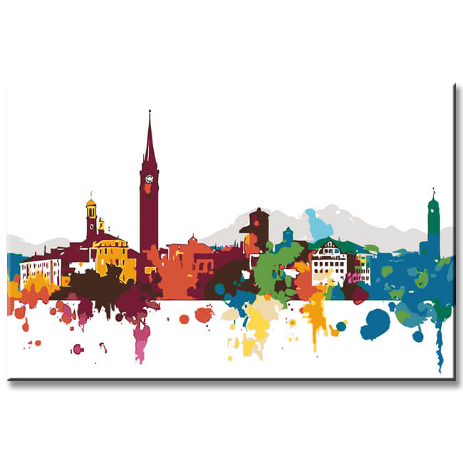 Malen nach Zahlen Skyline von Lugano Schweiz