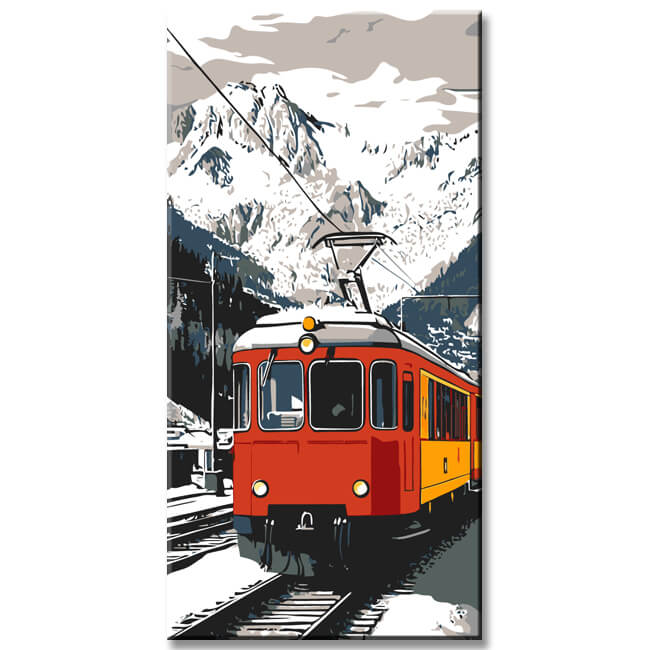 Malen nach Zahlen Kunst Landschaft Rote Bahn