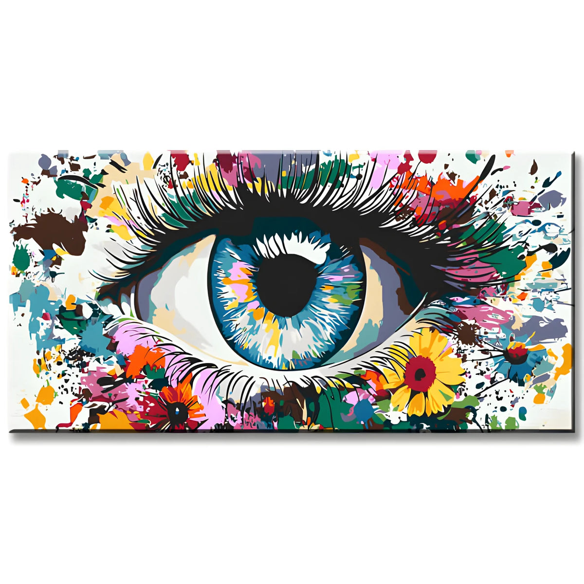 Malen nach Zahlen Kunst Auge mit vielen bunten Blumen