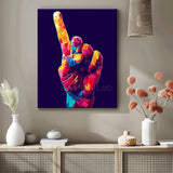 Grind after Zahlen Kunst Bunte Hand mit Kreuzten Fingern