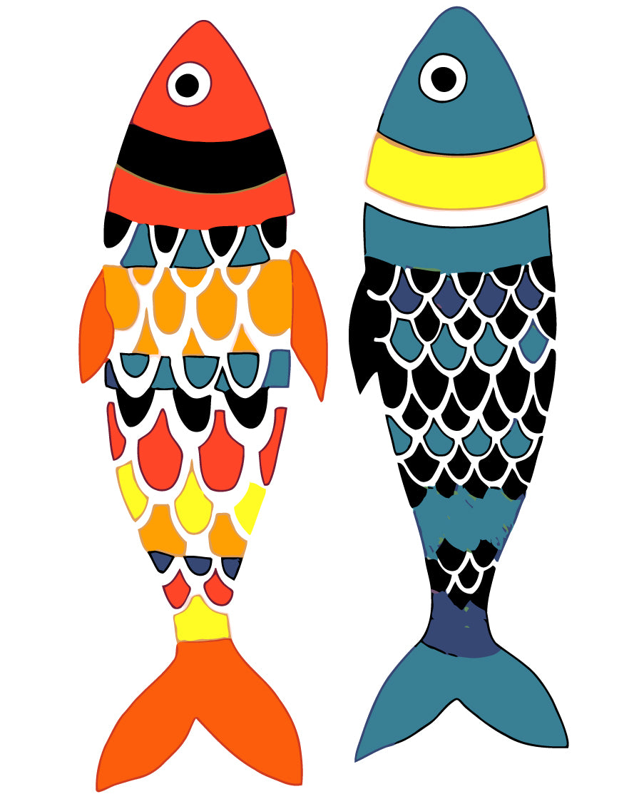 Malen nach Zahlen Kunst 2 Bunte Fische Kopf zum Schwanz