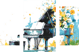 Malen nach Zahlen Kunst Piano mit wehenden Blumen 3-part