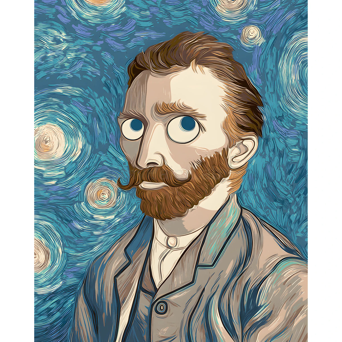 Malen nach Zahlen Kunst Mann mit Vollbart und blauer Hintergrund