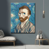 Grind after Zahlen Kunst Mann mit Vollbart und blauer Hintergrund