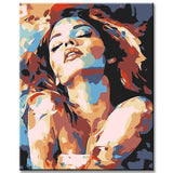 Malen nach Zahlen Kunst Lifestyle Frau mit Farbklecksen