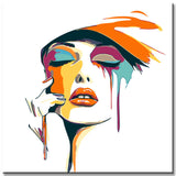 Malen nach Zahlen Kunst Lifestyle Gesicht mit farbigen Flecken und Zylinder