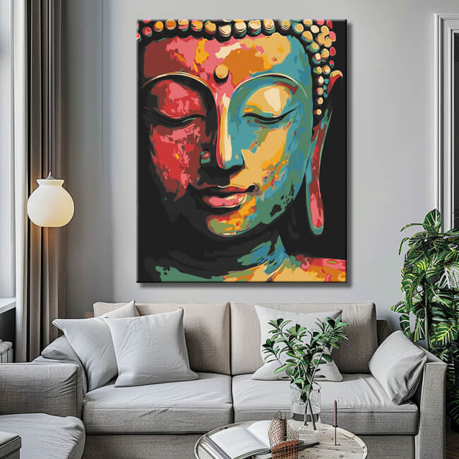 Malen nach Zahlen Kunst Lifestyle halbes Buddha-Gesicht