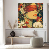 Malen nach Zahlen Kunst Lifestyle Frau with bedeckten Augen und Blume im Arm