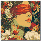 Malen nach Zahlen Kunst Lifestyle Frau with bedeckten Augen und Blume im Arm