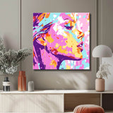 Malen nach Zahlen Kunst Lifestyle Frauenprofil mit Pastellfarbenen Klecksen