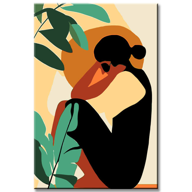 Malen nach Zahlen Tropisches Mädchen im Minimalismus Kunst Stil