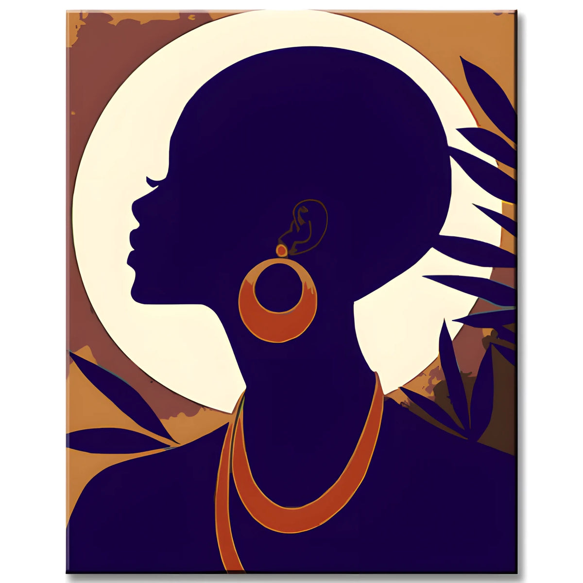 Painting by Numbers African Art - Tropical Girl with Earrings Shipping from DE
