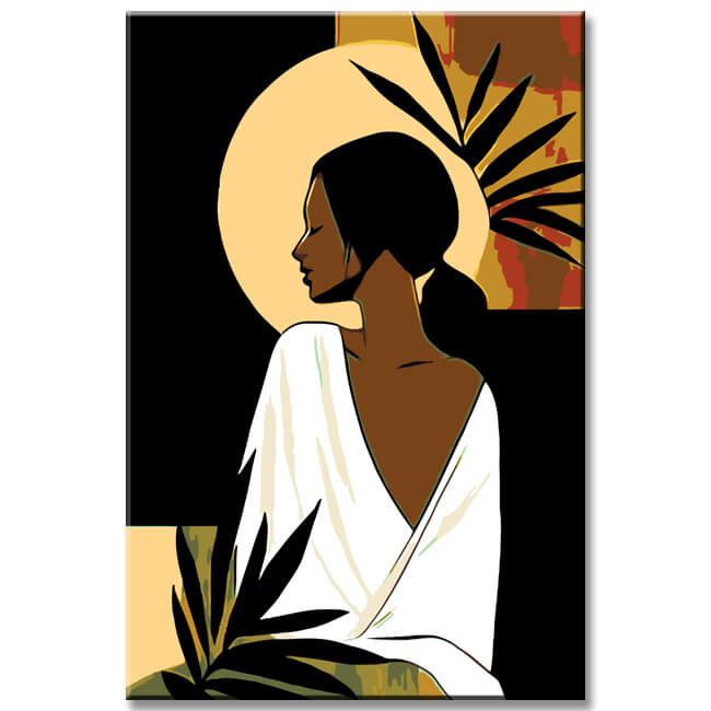 Malen nach Zahlen Nachdenkliches tropisches Mädchen