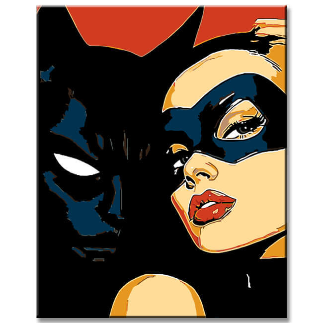 Malen nach Zahlen Catwoman und Batman Illustration