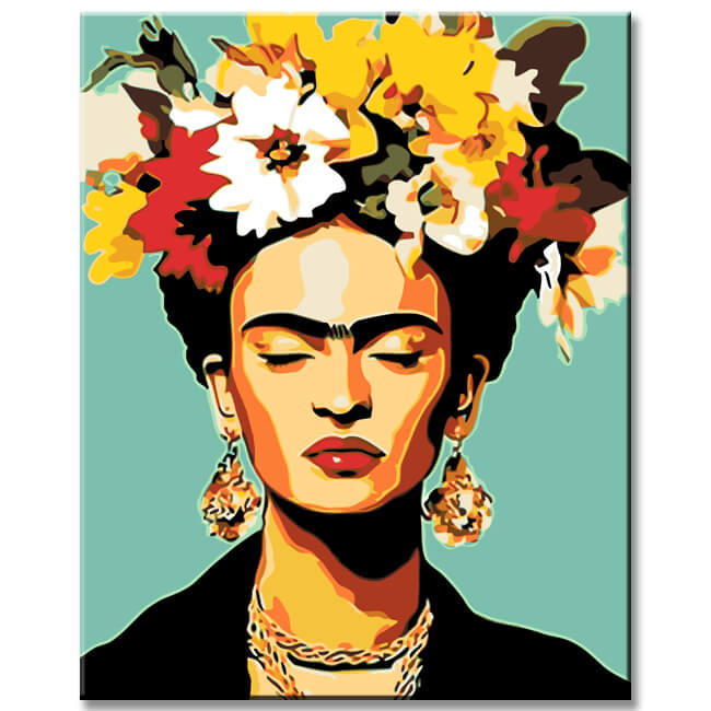 Malen nach Zahlen Frida Kahlo Mode Blumenporträt