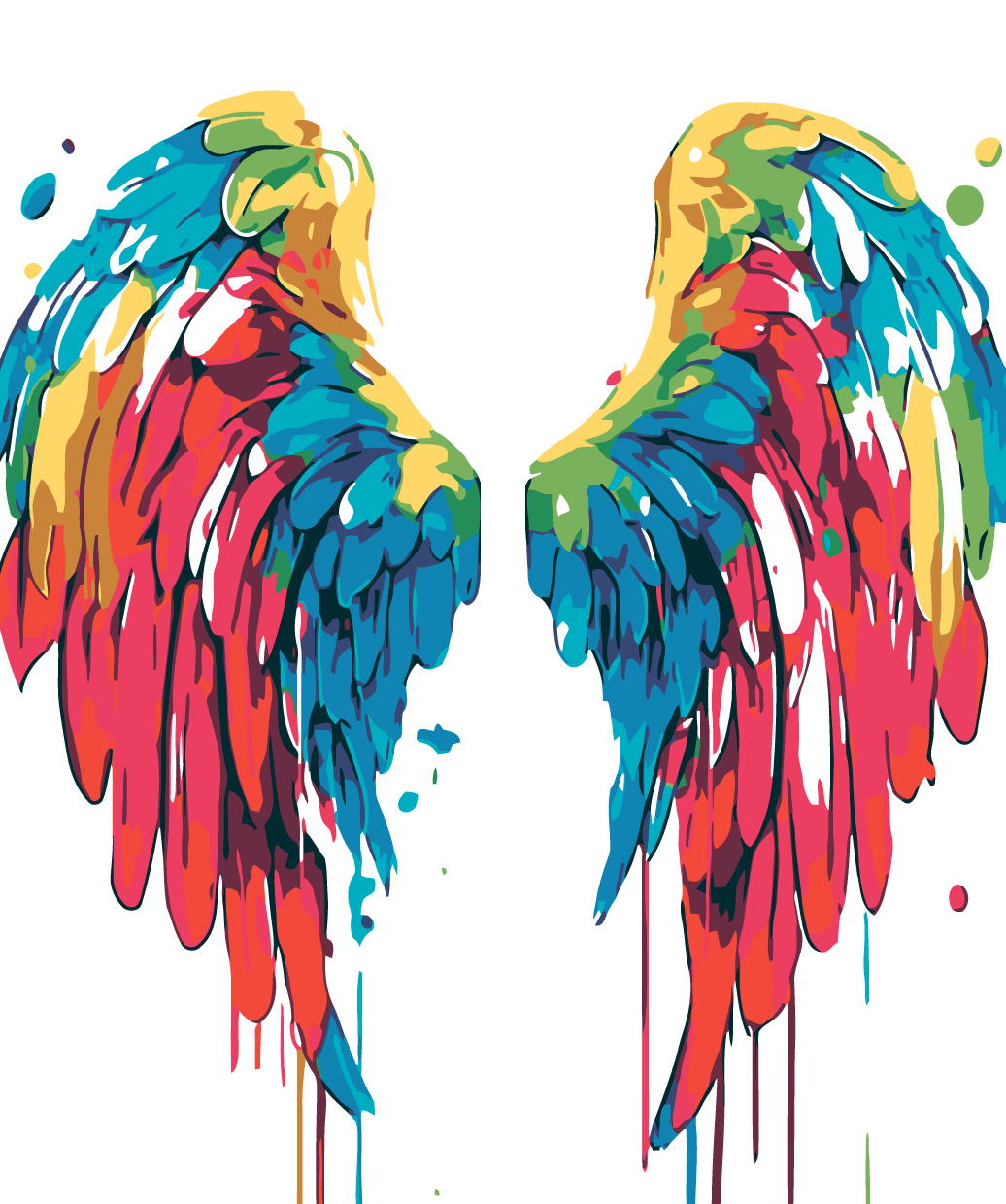 Malen nach Zahlen Regenbogen Engel Flügel  2-teilig
