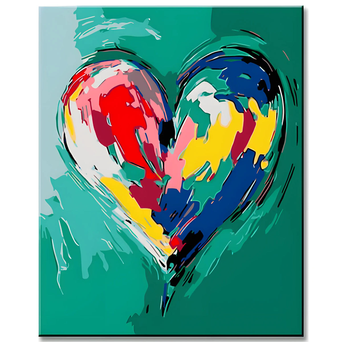 Malen nach Zahlen Buntes Pop-Art Herz Versand from DE