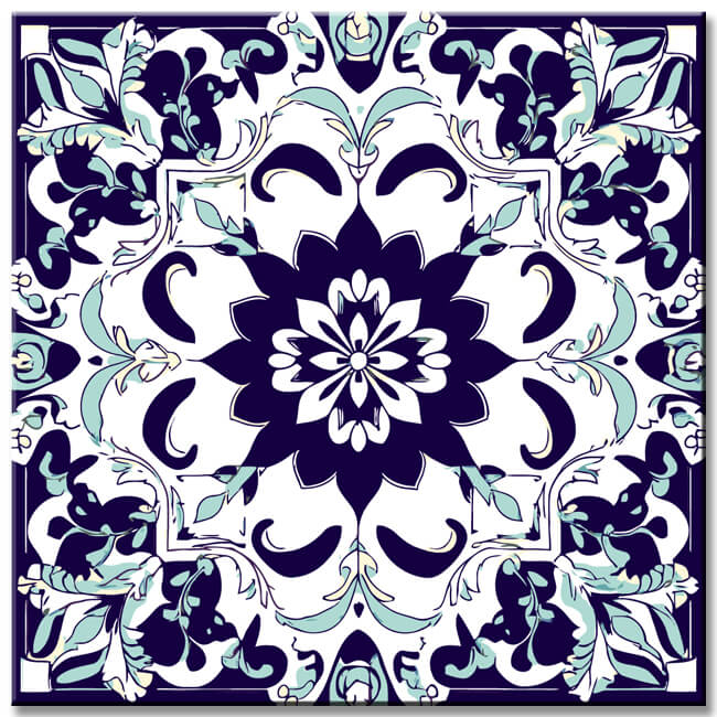 Malen nach Zahlen Quadratisches Mandala