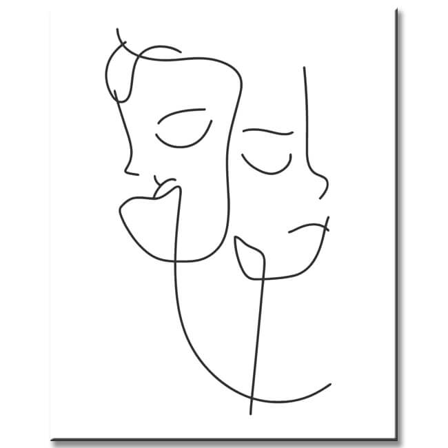 Malen nach Zahlen Kunst Minimalismus Zeichnung Zwei Gesichter I