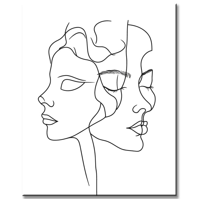 Malen nach Zahlen Kunst Minimalismus Zeichnung Zwei Gesichter II