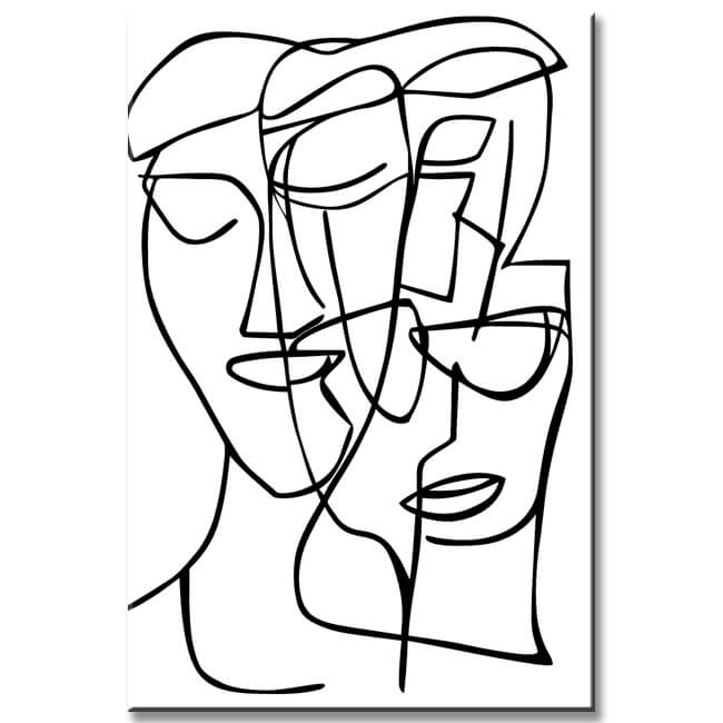 Malen nach Zahlen Kunst Minimalismus Zeichnung Drei Gesichter