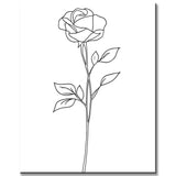 Malen nach Zahlen Strichzeichen Kunst Silhouette Rose