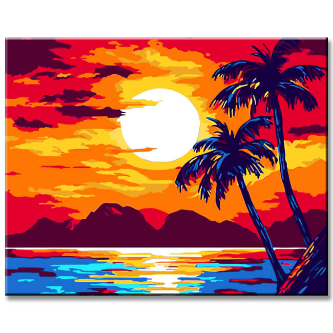 Malen nach Zahlen Sonnenuntergang Abendrot