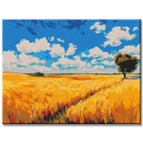 Painting by Numbers Art Nature An Autumn-Colored Field with Clouds