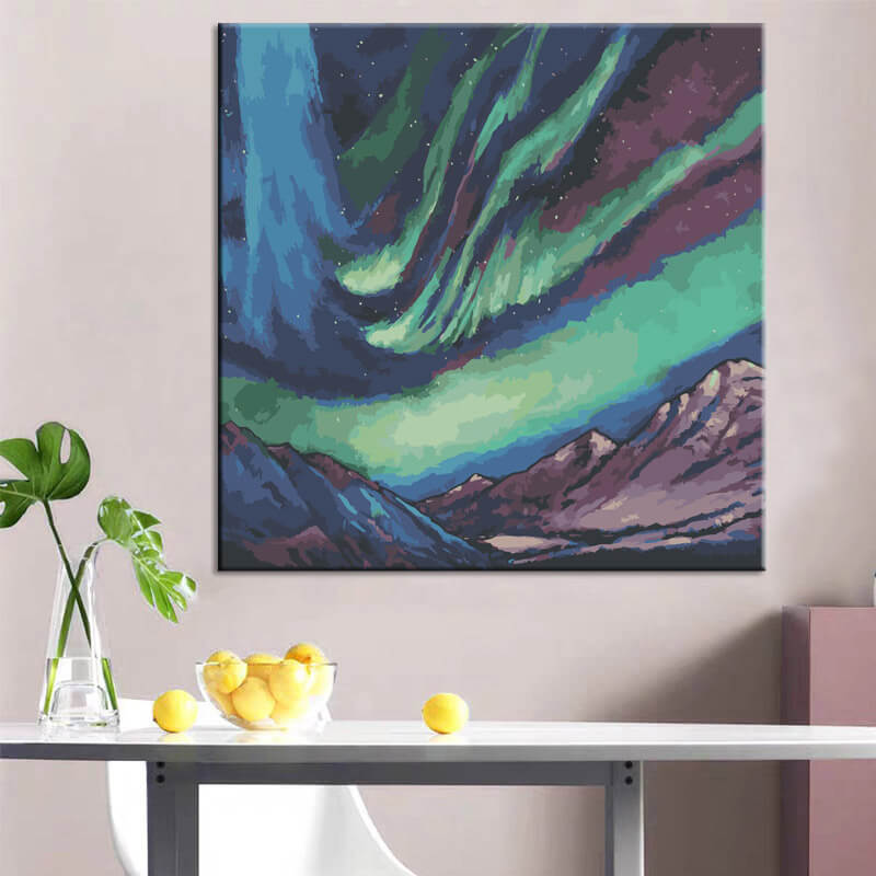 Malen nach Zahlen Kunst Natur Polarlichter