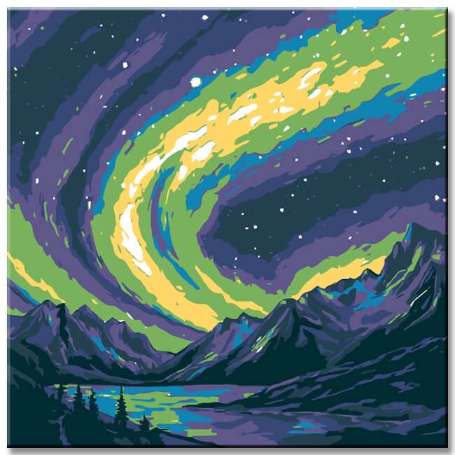 Malen nach Zahlen Kunst Natur Polarlichter
