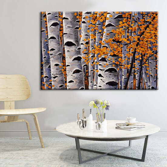 Malen nach Zahlen Kunst Natur kahle Bß¤ume mit Herbstblß¤ttern