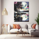 Malen nach Zahlen Kunst Natur Vollmond reflects itself in water