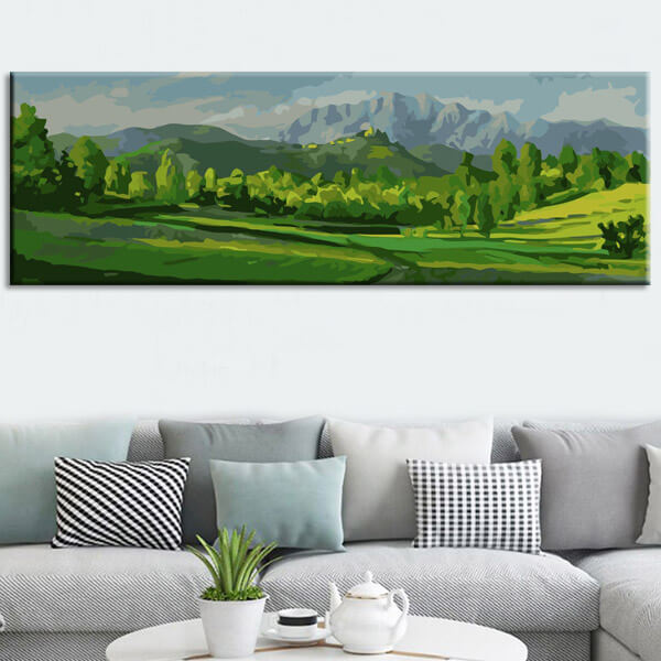 Malen nach Zahlen Kunst Natur grüne Wiesen und Berge