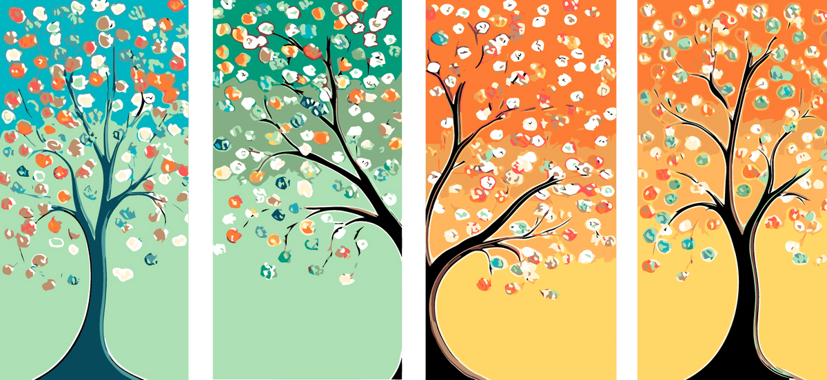 Grind nach Zahlen Kunst Natur four Farben Baum