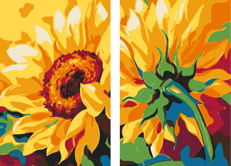 Malen nach Zahlen Kunst Natur Sonnenblume mit Kopf nach oben