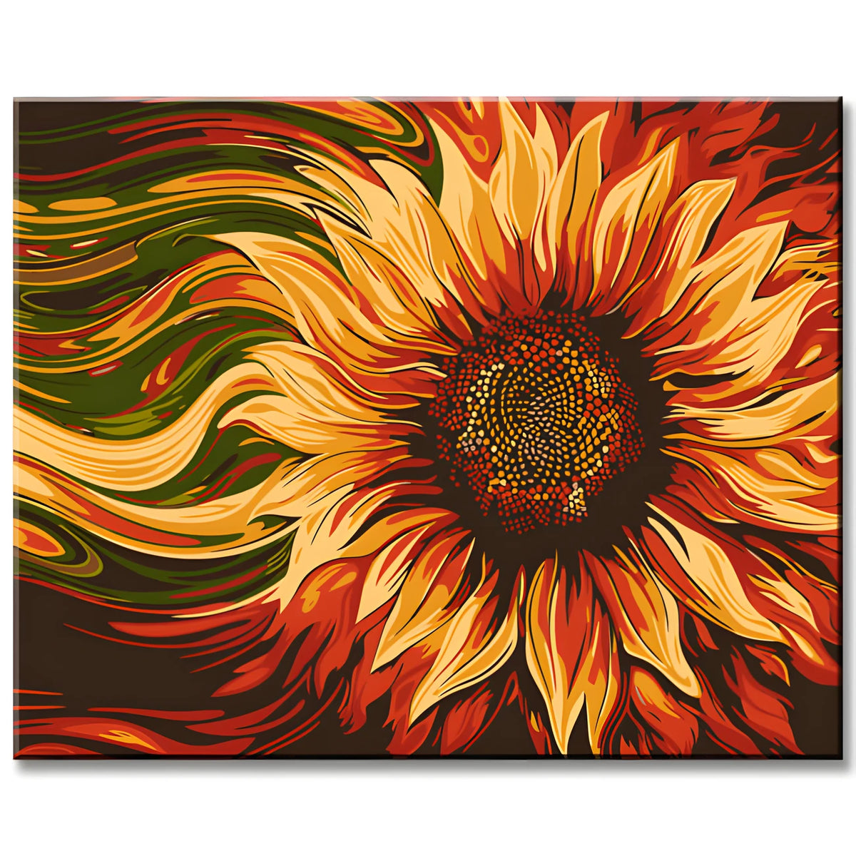 Malen nach Zahlen Kunst Natur offene Sonnenblume weht im Wind