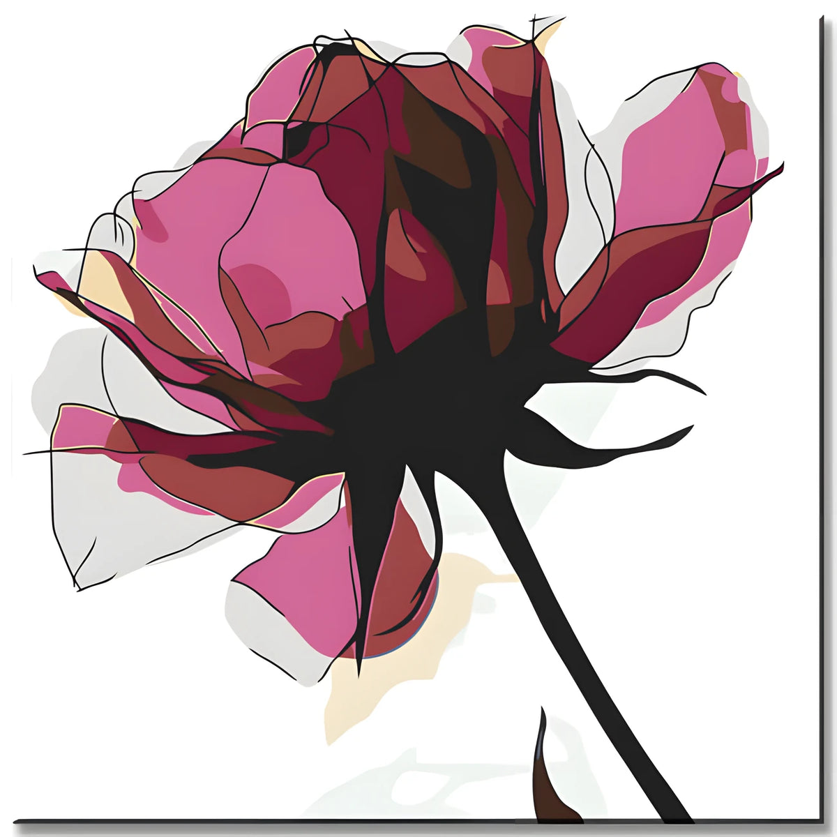 Grind nach Zahlen Blumen Rose die nach left guckt