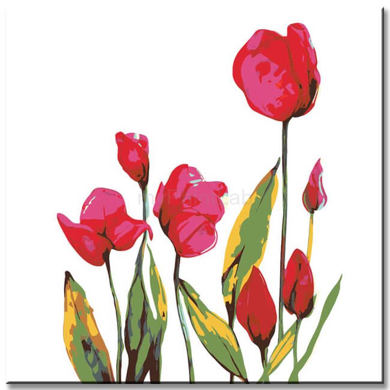 Malen nach Zahlen Blumen Zwei Rote Tulpen
