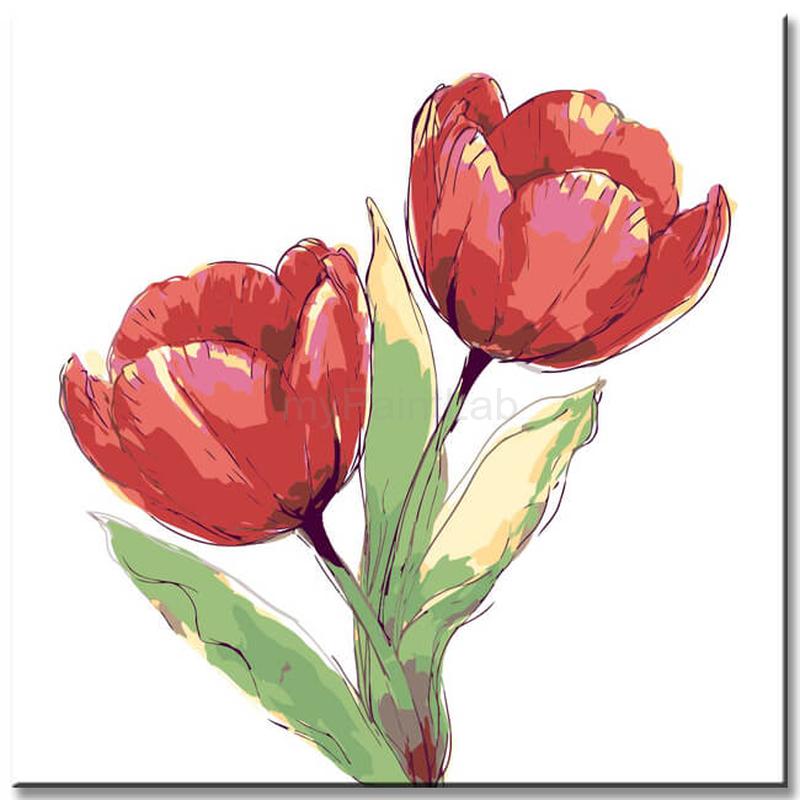 Grind after Zahlen Two Geschlossene Tulips