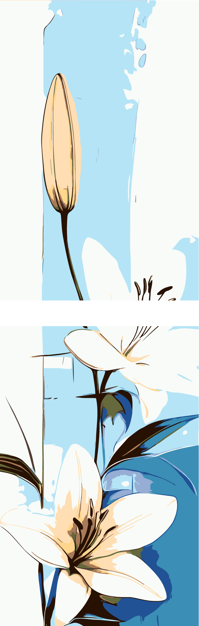 Malen nach Zahlen Kunst Natur Frühlingslilie 2-part